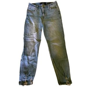 Hollister High Rise Mom Jeans Vintage Stretch Distressed Light Wash Size 5R